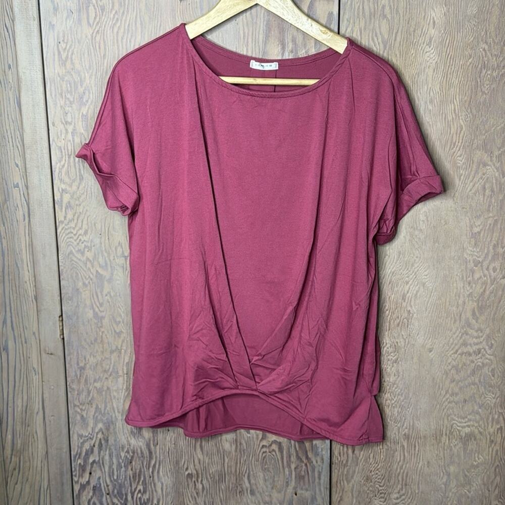 Glacier Brand Mauve Pleat Detail Short Sleeve T-Shirt Size Large